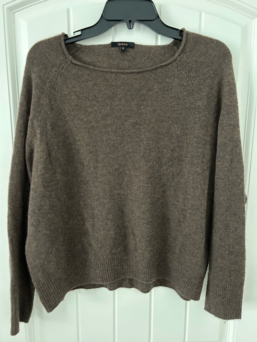 Quince Women Mongolian Cashmere Boatneck Sweater Truffle Brown Sleeved Top S